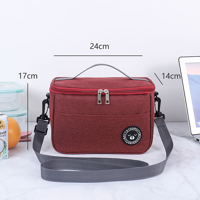 Izolowane pudełko na Lunch mężczyźni kobiety Travel Portable Camping torba na piknik zimne jedzenie Cooler torba termiczna dzieci izolowane etui z paskiem 1PC: Beżowy