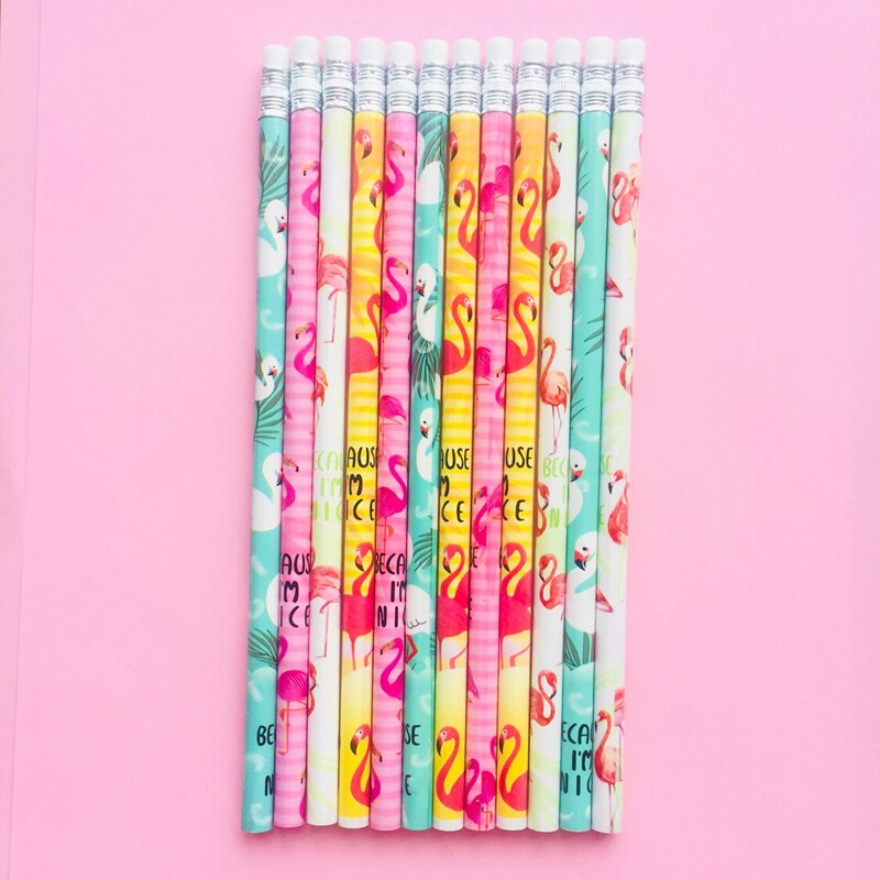 4x frisk flamingo træ blyant børn skrive tegning blyant studerende brevpapir