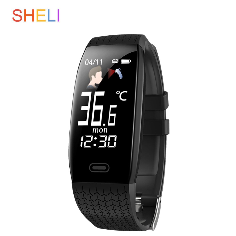 Smart Horloge T5 Body Temperatuur Hartslagmeter Fitness Horloges Kleur Scherm Stappenteller Waterdichte Smartwatch Voor Ios Android