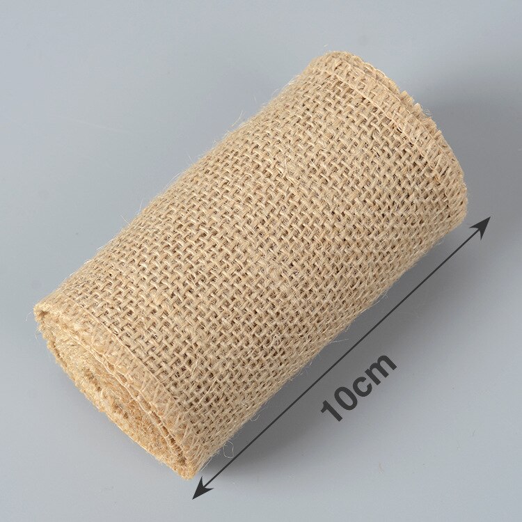 2 meter/rulle jute säckväv band tejp naturlig hampa band gör det själv påse material bröllopsfest dekoration hantverk tillbehör inslagning: 10cm