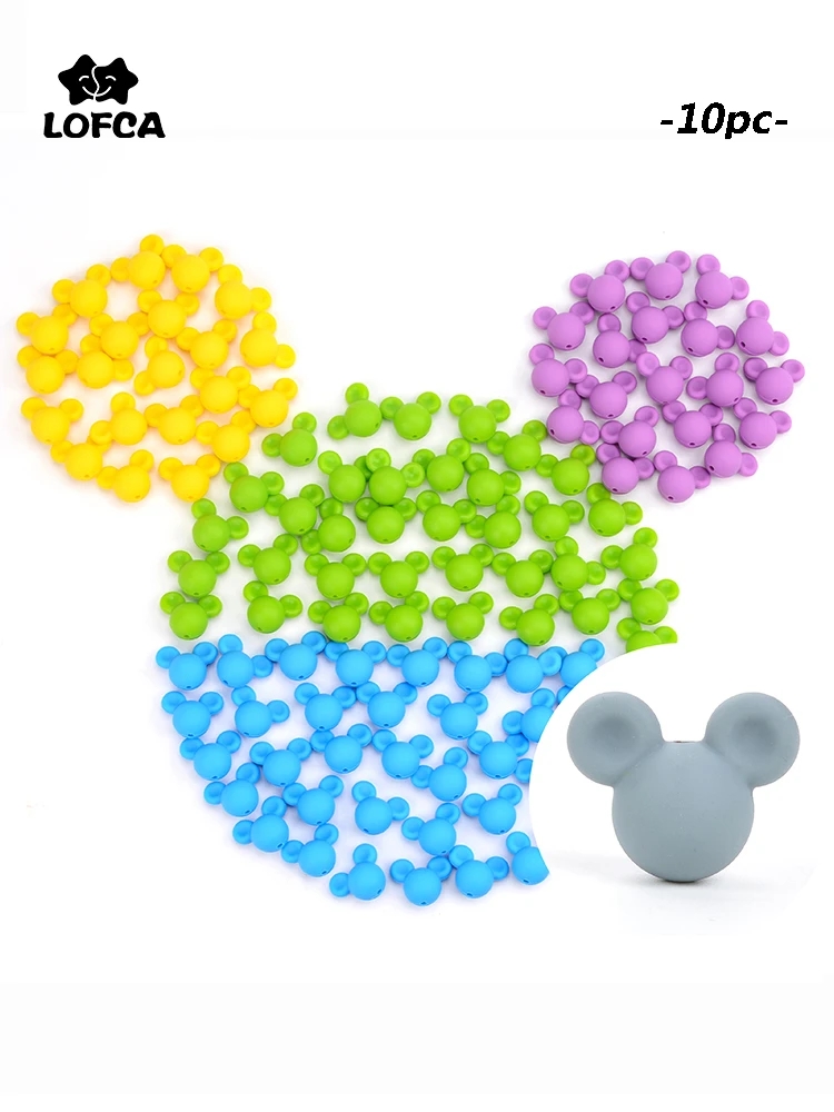 Anneau de Dentition en Silicone, Perles Souris, pour Bébé, Alimentaire, Coloré, Collier à Mâcher, Bracelet, Fabrication de Bijoux, 10 Pièces
