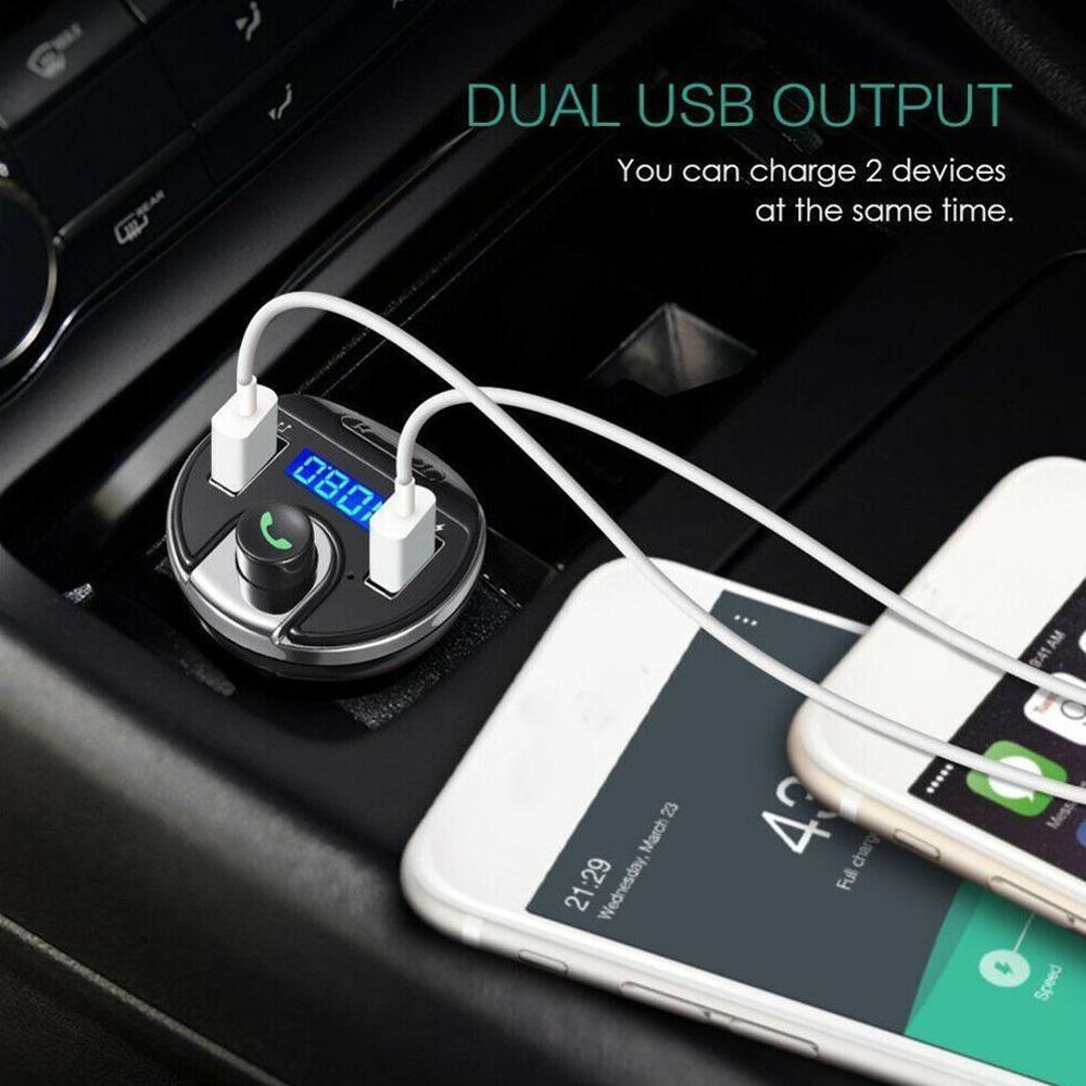 B9 Usb Auto MP3 Draadloze Dubbele Usb Bluetooth MP3 Carkit Handsfree Bluetooth Fm-zender Radio met Microfoon Met Pakket