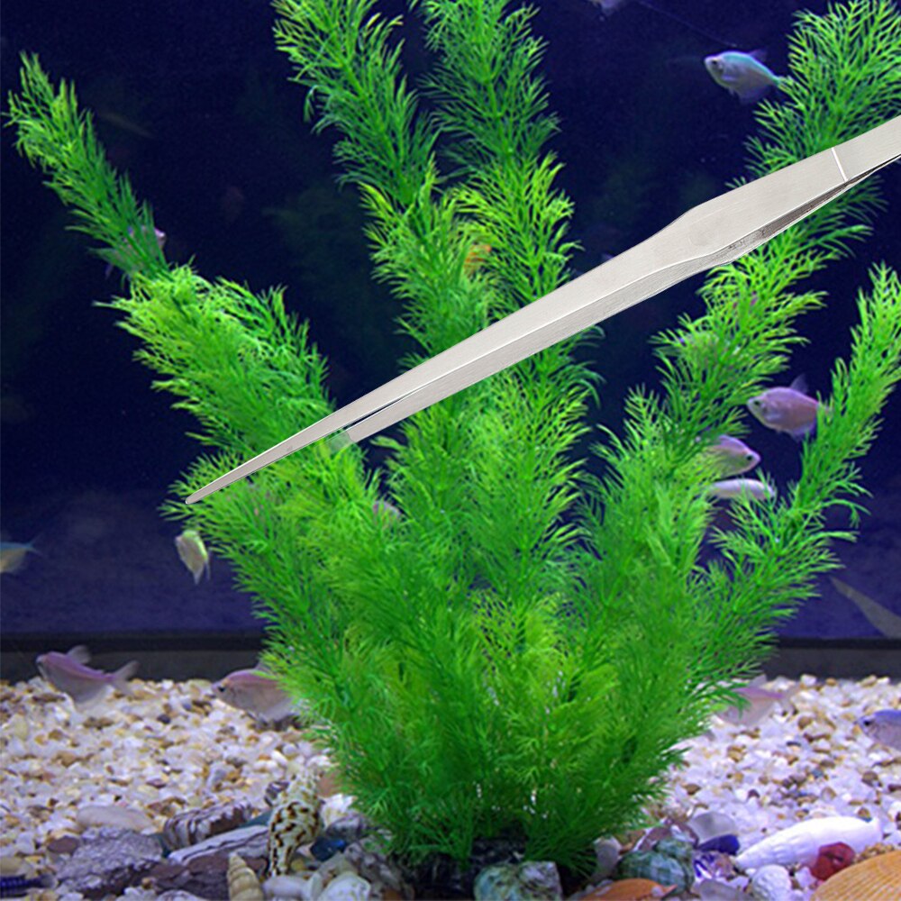 27cm/38cm/48cm lige/albue rustfrit stål akvarium pincet tang planter pincet akvarium vedligeholdelse rengøringsværktøj