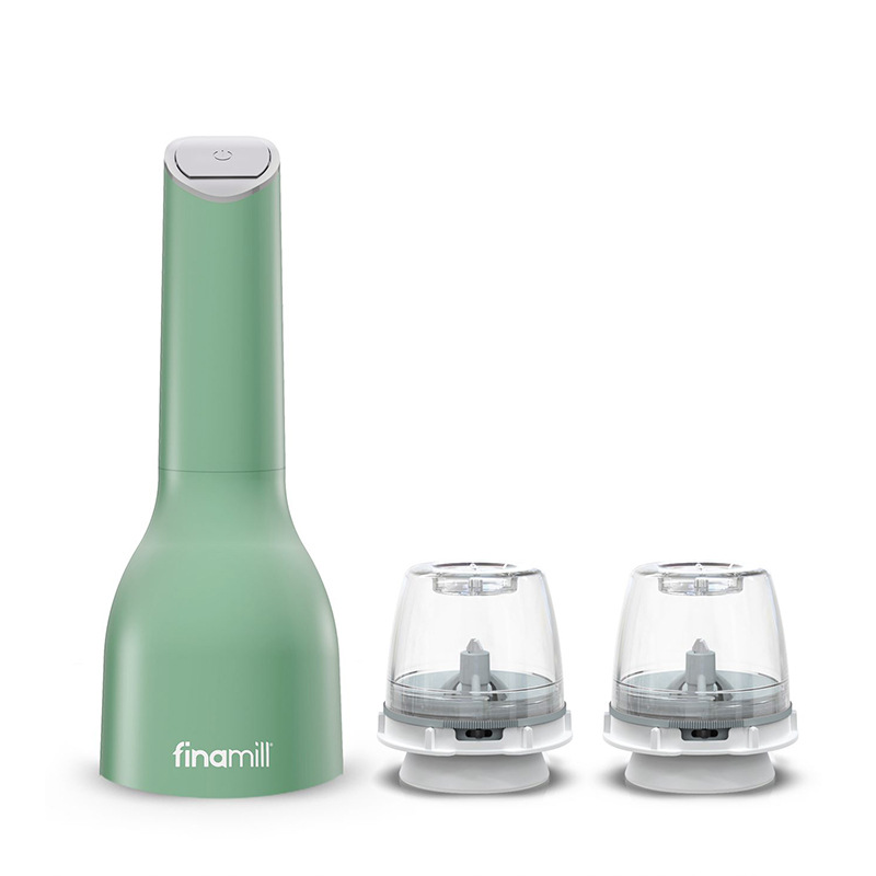 Finamill Electric Pepper Grinder Household One-handed Automatic Sea Salt Pepper Sesame Seasoning Grinding Bottle: plum