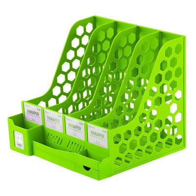 4 Sections Document Rack bookshelf bookcase Document Rack office paper tray Magazine File Holder Organizer School Supplies: D