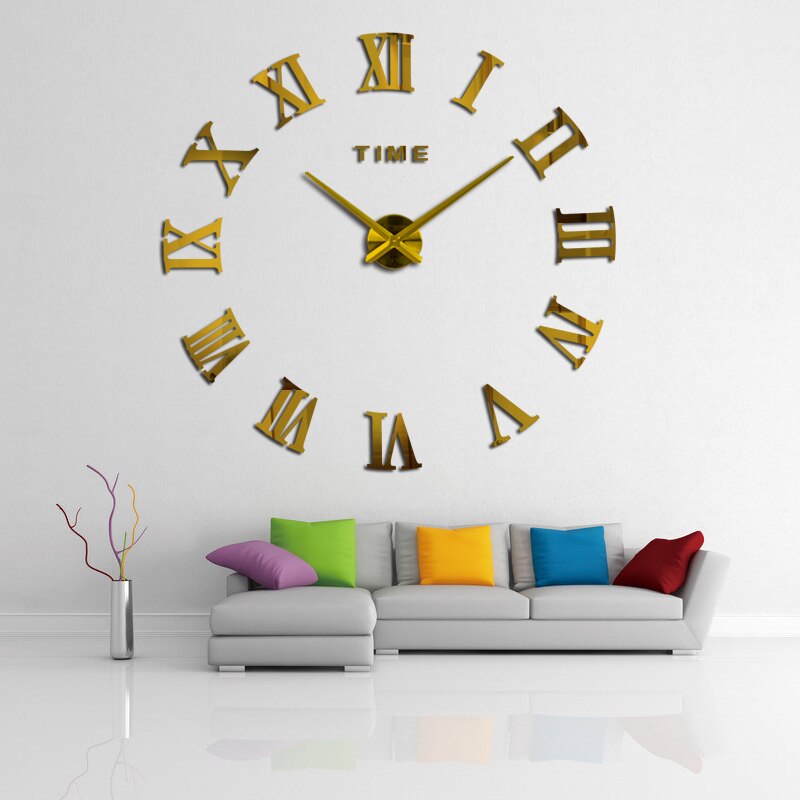 Echt Digitale Spiegel Große Wanduhr Moderne Wohnzimmer Quarz Metall Uhr Freies Hause Dekoration