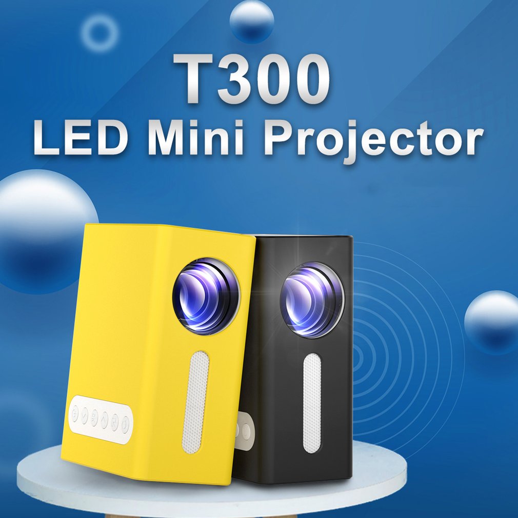 Yellow T300 Portable Projector High Definition Efficient LED Projector Multi Interface Home Theater Video Projector