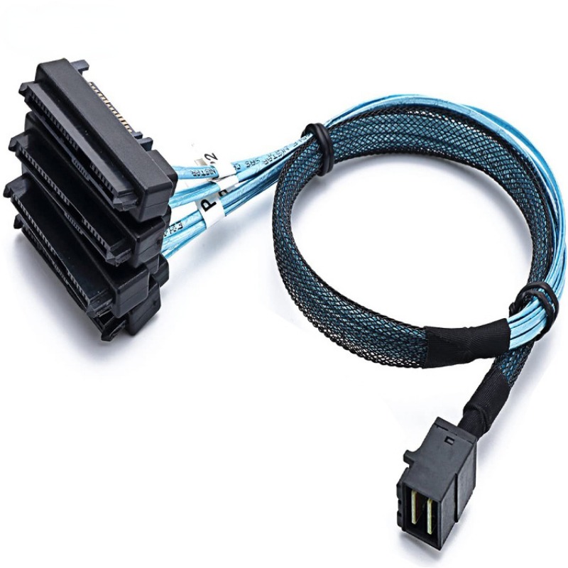 Cable SAS SATA SFF-8643 a 4 SFF-8482 Mini SAS interno HD a 4 conector SFF-8482 con puerto de alimentación de 15 pines divisor de disco duro