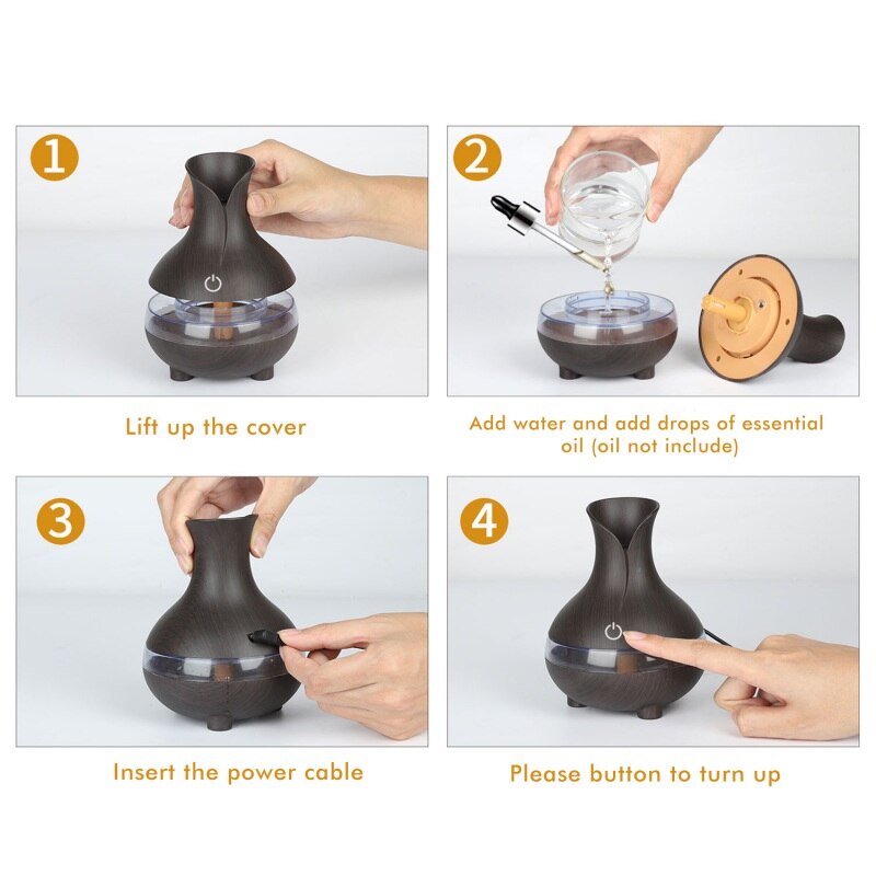 USB Mini Wood Grain Air Humidifiers Aromatherapy Ultrasonic Humidifier Diffuser With Color Changing LED Home air fresher