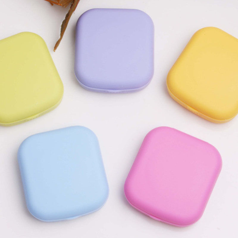 Mini Square Plastic Contact Lens Case Easy Carry Mirror Container Holder Travel Accessories for Christmas