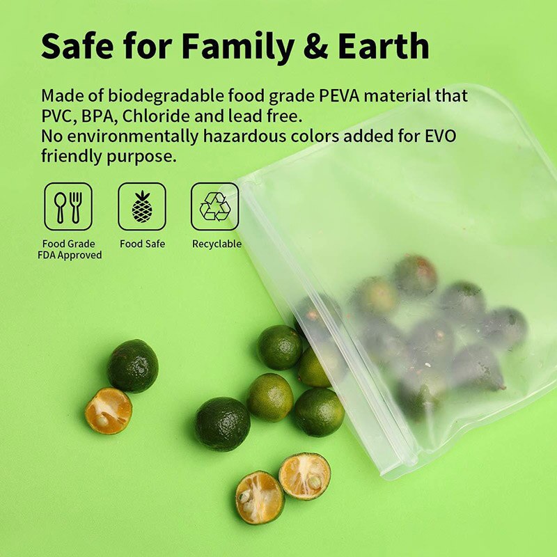 Sachet de rangement des aliments 3 pièces/ensemble | Sachet de stockage des aliments, sachet réutilisable, sac à fermeture à glissière PEVA, sac Silicone étanche, organisateur de cuisine, sac frais