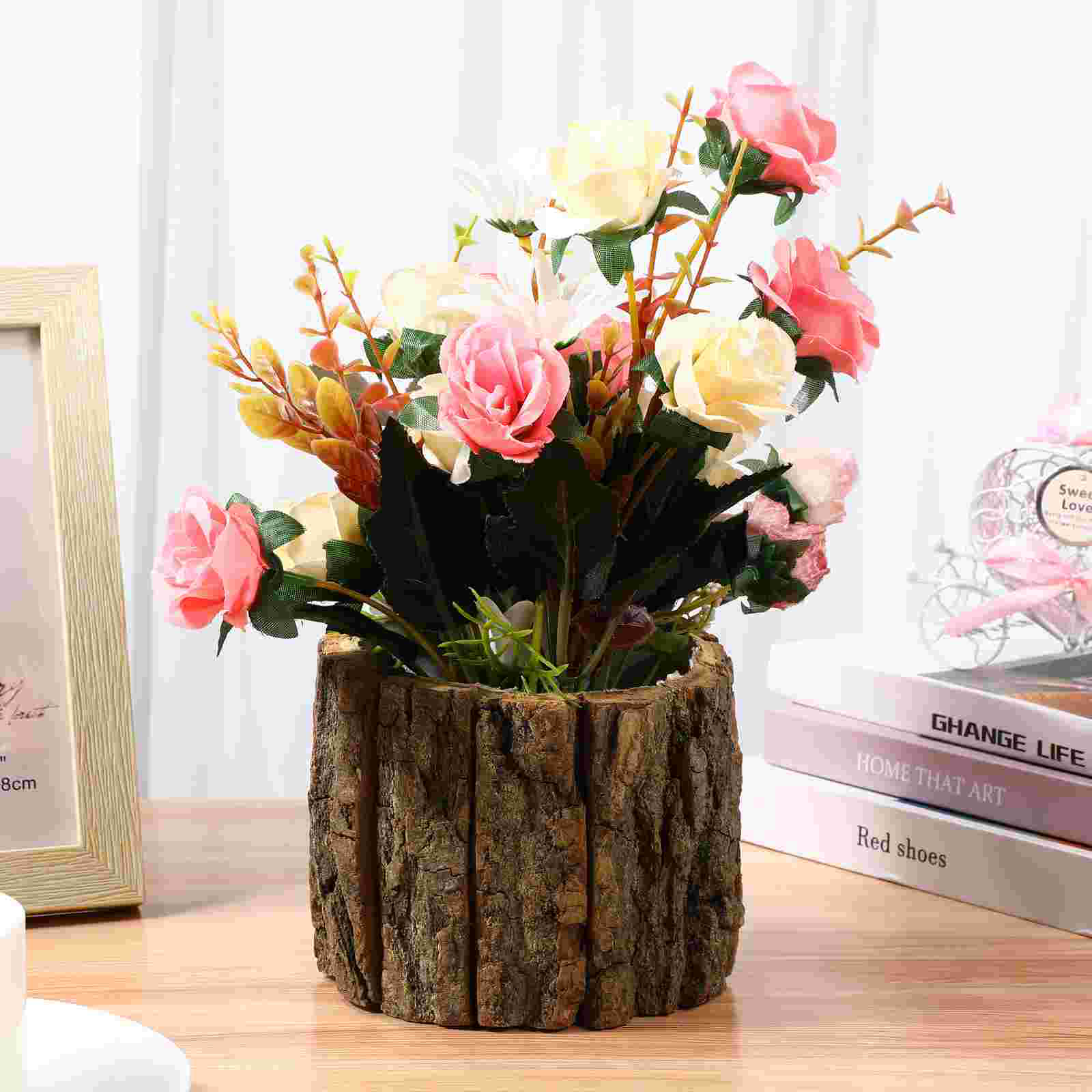 Rustic Waterproof Flower Bucket Plant Pots Small Flower Pots Wood Flower Pots Planter Pots Barrel Planters Home