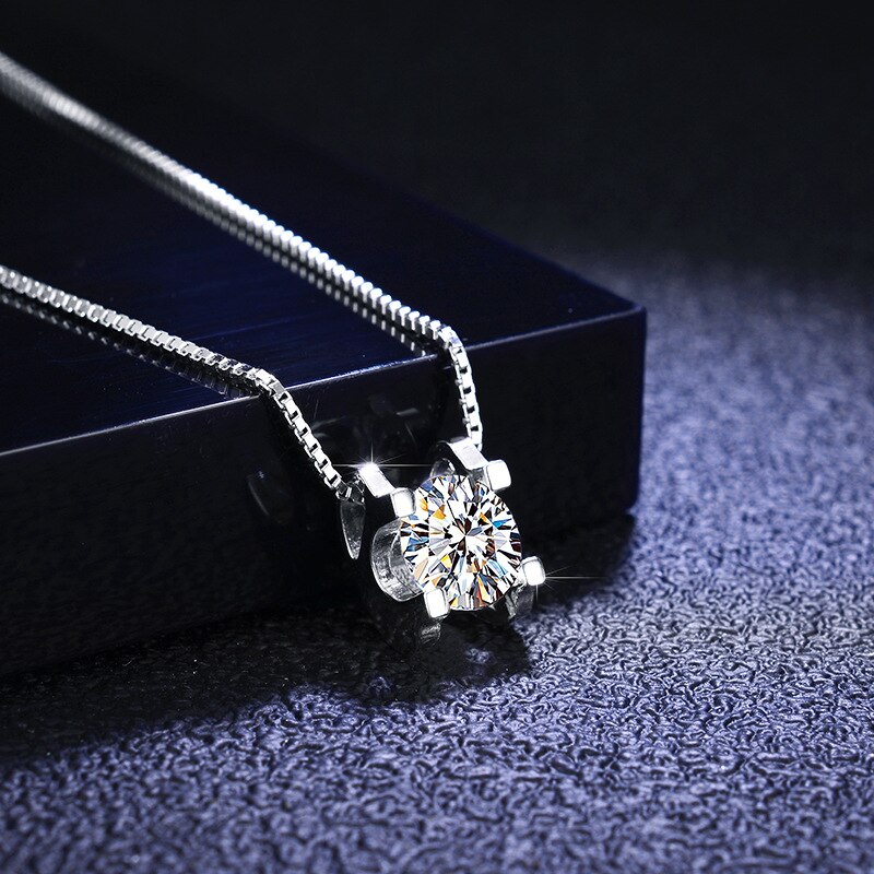 Smyoue 2ct 1ct test bestanden moissanit-diamantanhänger für damen klassisch trendig 925 sterling silber schmuck brillant halo