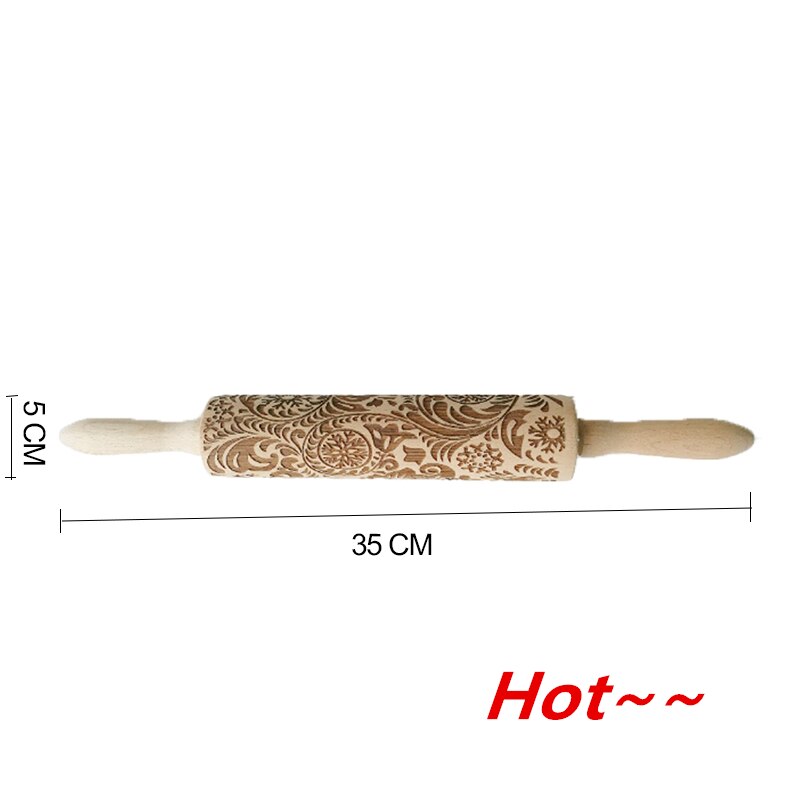 Weihnachten Hirsch Holz rollen Stift Präge Backen Kekse Keks Fondant Kuchen Teig Gemusterten Walze Schneeflocke: heiß1