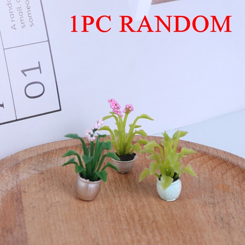 1pc 1:12 Dollhouse Miniature DIY Potted Plant Pot Green Leafed Plant Garden Decoration Dollhouse Collection Kids' Toys: J