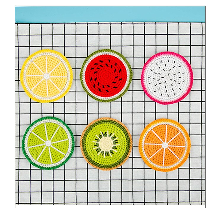 Diy Handgemaakte Cup Mat Fruit Vorm Haak Servies Wol Breien Cup Pad Huishoudelijke Tafel Decoratie