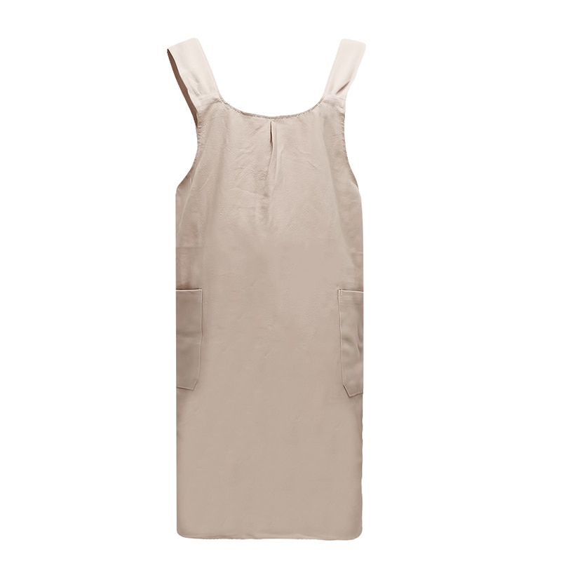Impermeable de algodón de las mujeres de Cruz delantal japonés tareas del hogar cocina dos bolsillos delantal florista trabajo delantal: Khaki