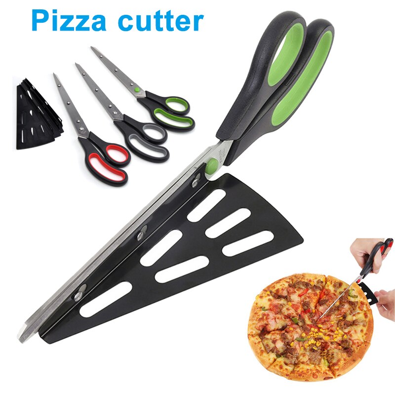 1 Pcs Pizza Schaar Cutter Rvs Scissor Cut Pizza Met Afneembare Spatel-M25