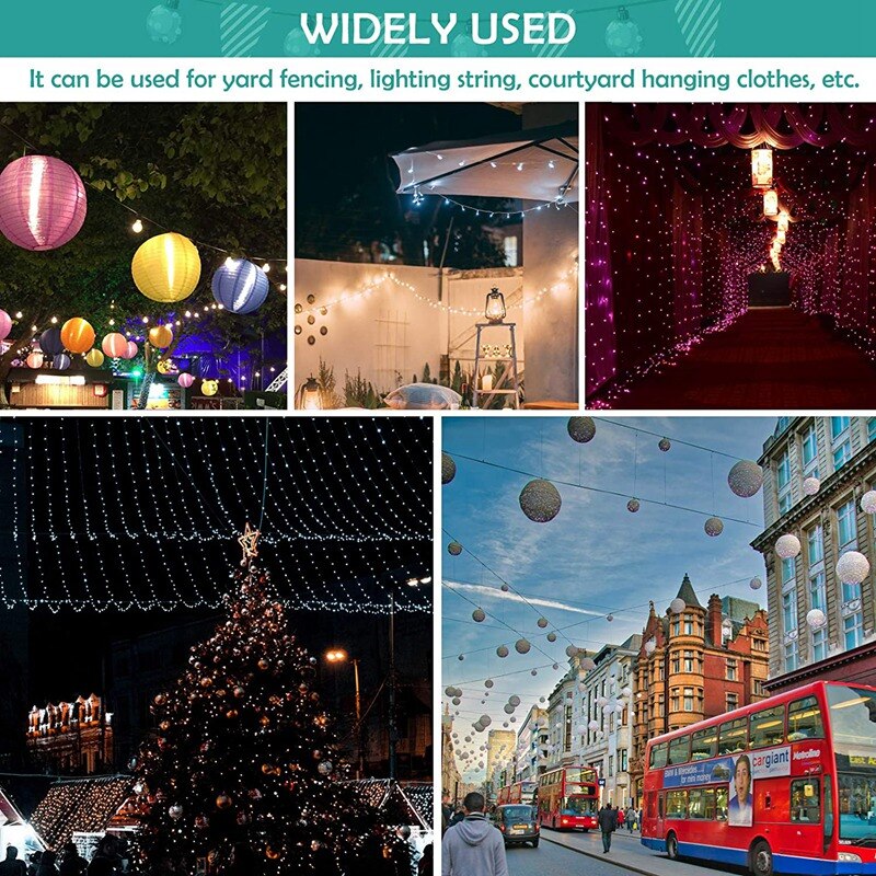 String Light Hanging Kit,196Ft PVC Coated Stainless Steel304 Wire Rope,String Lights Suspension Kit Included Accessories