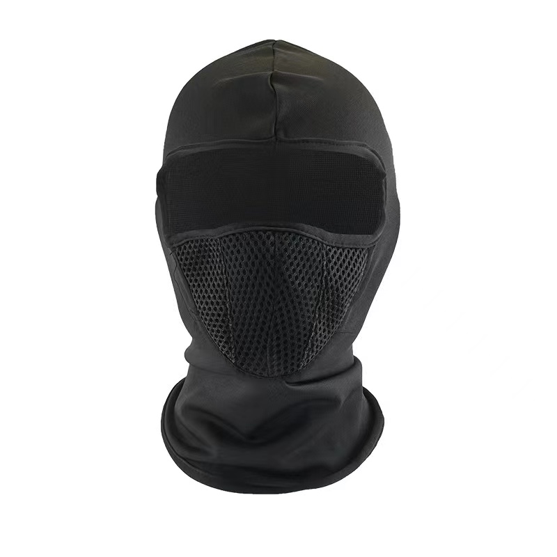 Full Face Mask Cycling Windproof Headgear Motorcycle Balaclava Breathable Outdoor Sports Men CS Mask Head Cover Hat: black