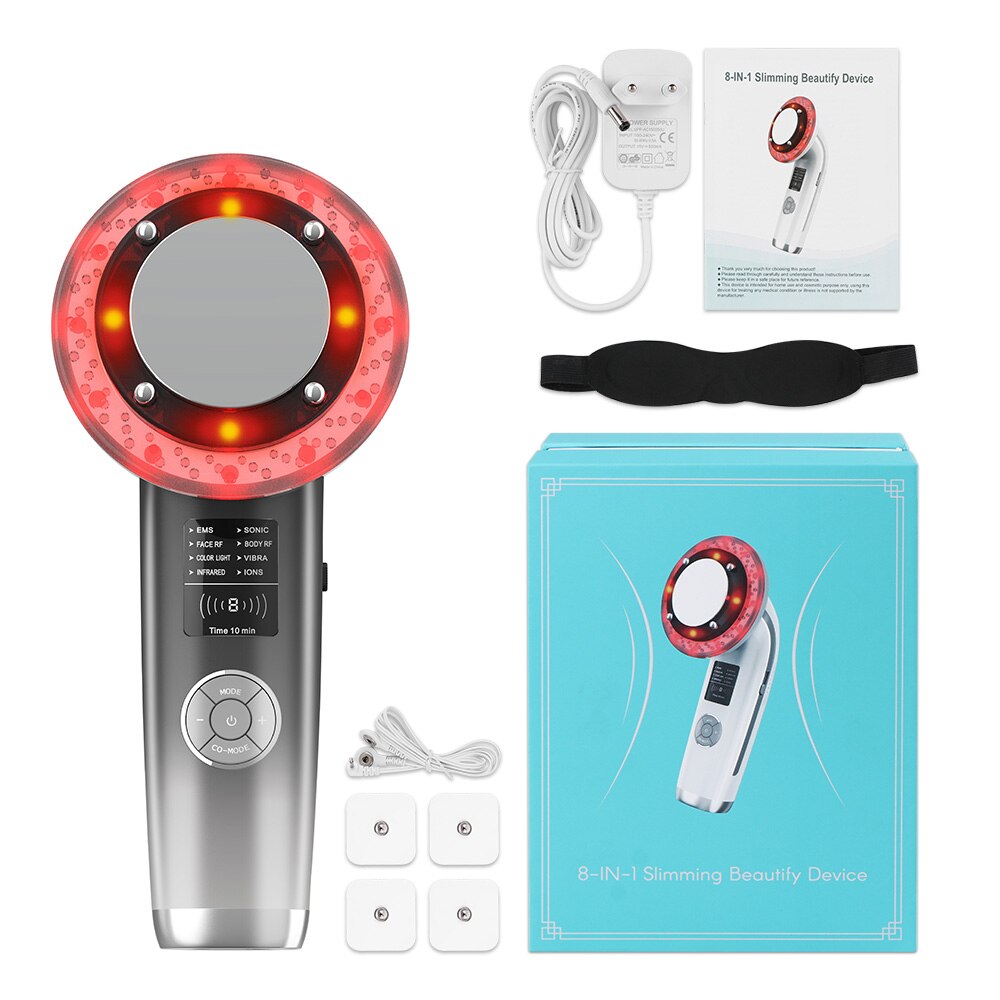 8 IN 1 Cavitation Machine Anti-Cellulite Vacuum Spa Ultrasound Therapy EMS LED Face Body Beauty SkinCare Fat Burner: US Plug / Black Retail Box