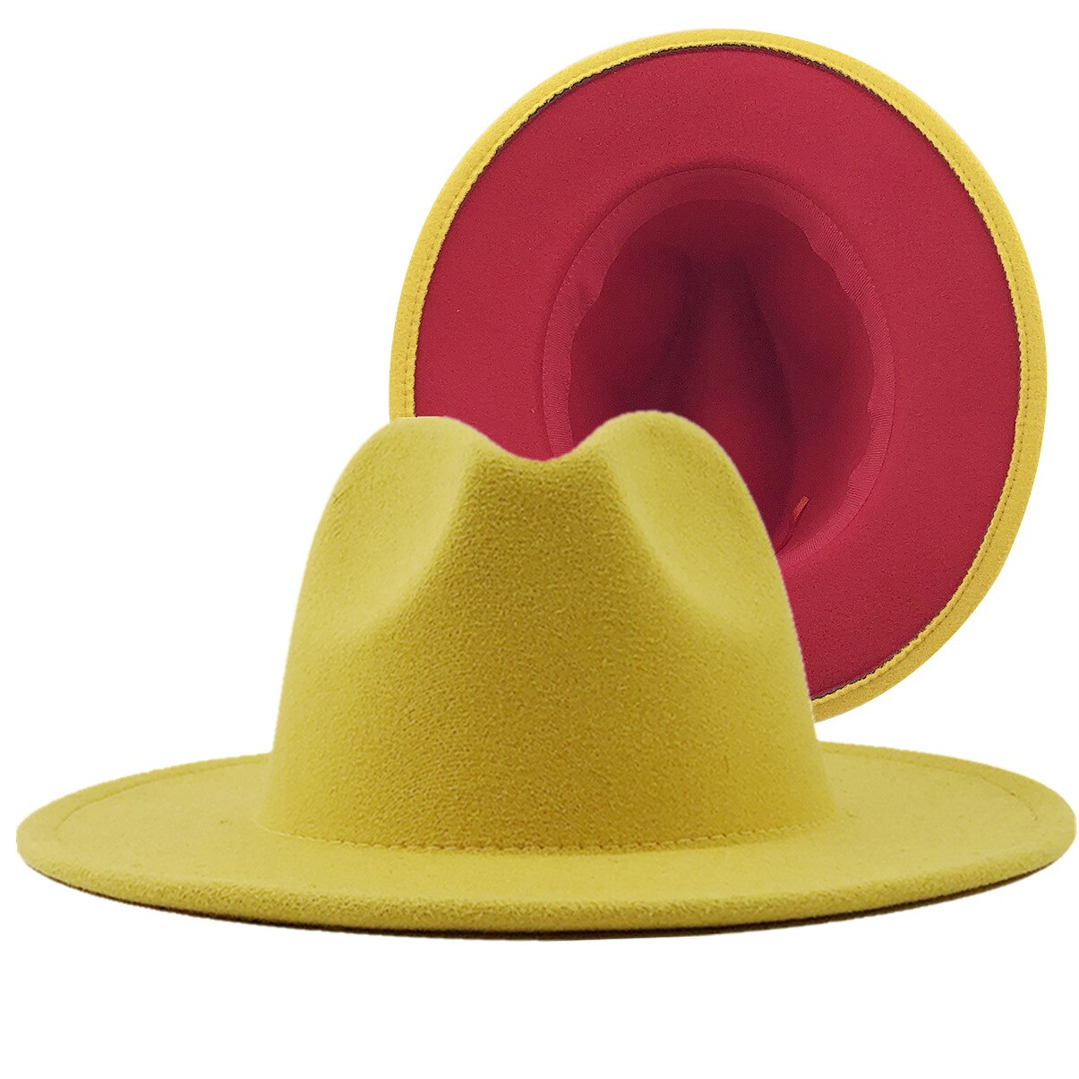 Sombreros de fondo rojo para hombre y mujer, gorra de Jazz, sombrero de vaquero, gorra de Color de doble cara, ,