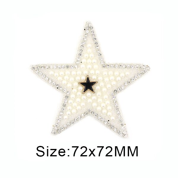 1 Stuks Patches Olifant/Crown/Vlinder/Hart/Star Pearl Rhinestone Patches Applique Ijzer Op Sticker Voor kleren Diy Strepen: Star2