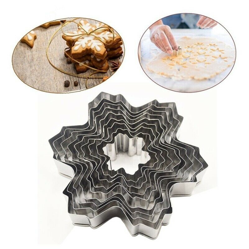 9 stuks kerst sneeuwvlok koekjesvorm taartdecoratie bakvorm mal gereedschap fondant klei aardewerk vorm uitstekers