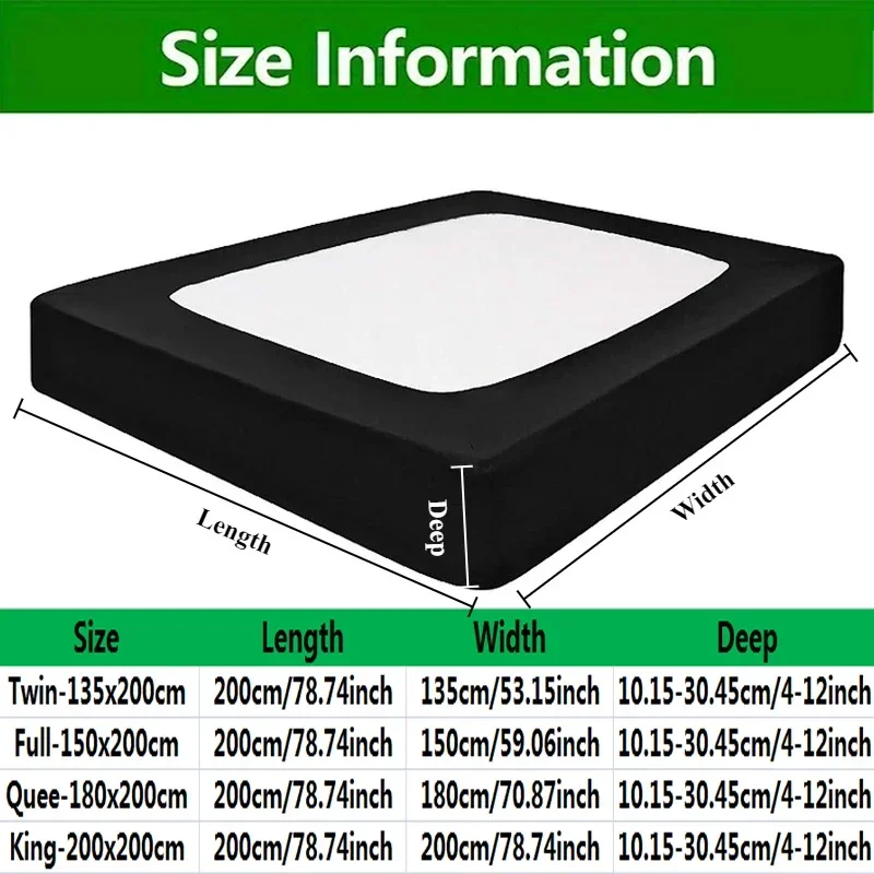1 x box spring mattress covers in hotel quality, wrap-around bed skirts – mattress protector envelope – easy to install, twin/full/queen/king
