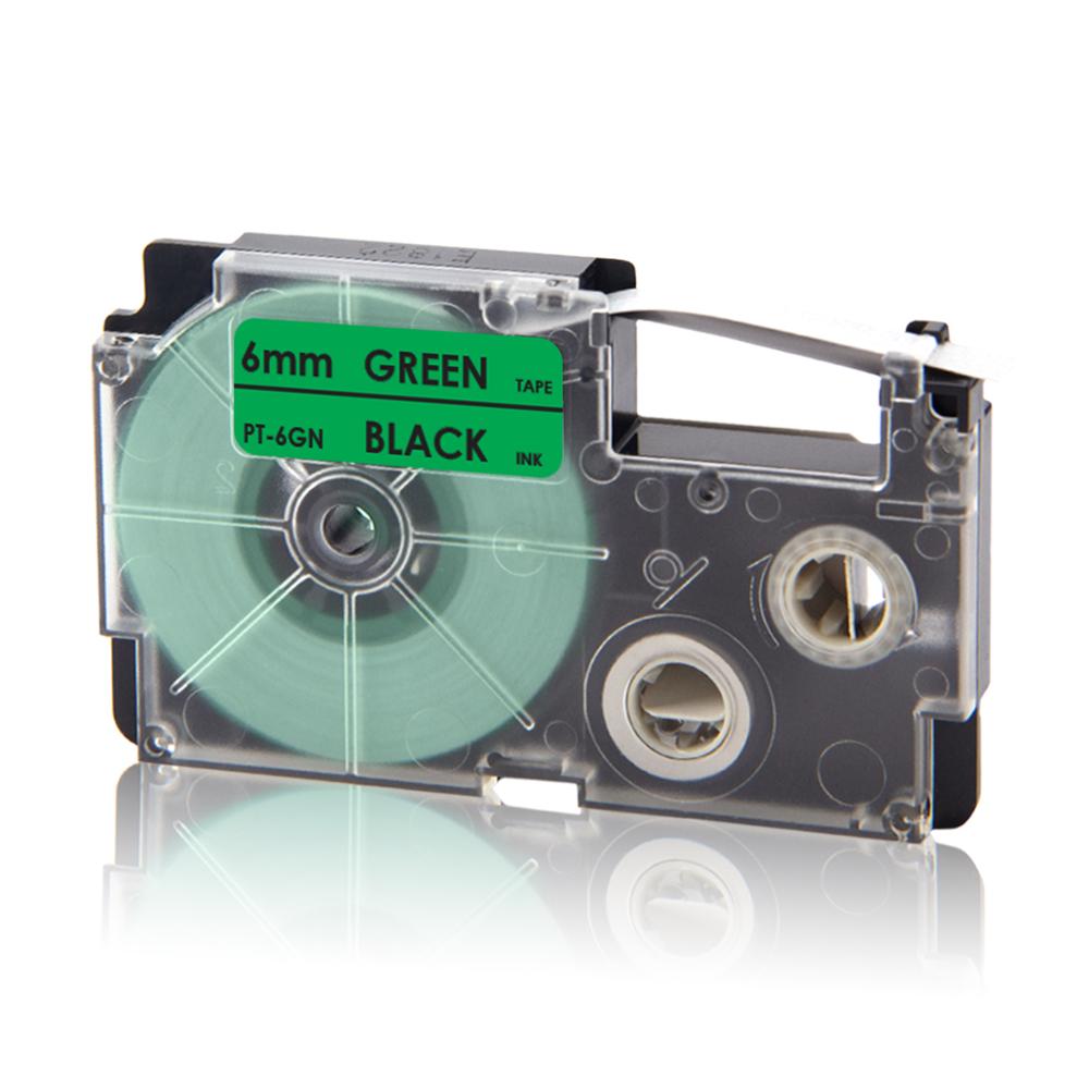 UniPlus XR-6X XR6WE XR-6RD XR 6YW Label Tapes Replace Casio Label Maker XR-6B XR-6GN 6mm Multi Colors for KL-60 KL-60SR KL120 EZ: Black on Green