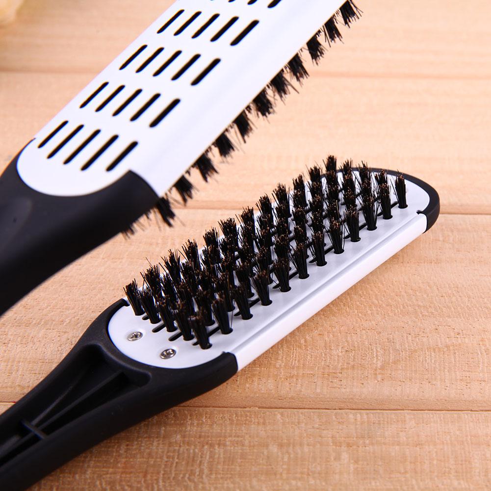 Piastra per capelli in spazzola di calore elettrica per pettine in setole di compensato per arricciatura di capelli in ferro secco su plasmatore per capelli lisci