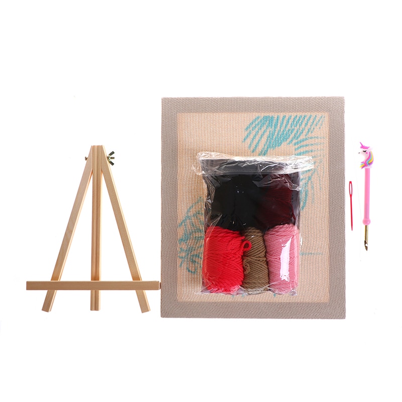 DIY Embroidery Kits Cartoon Hand 3D Landscape Poke Poking Stitching With Hoop Frame Modern Sewing