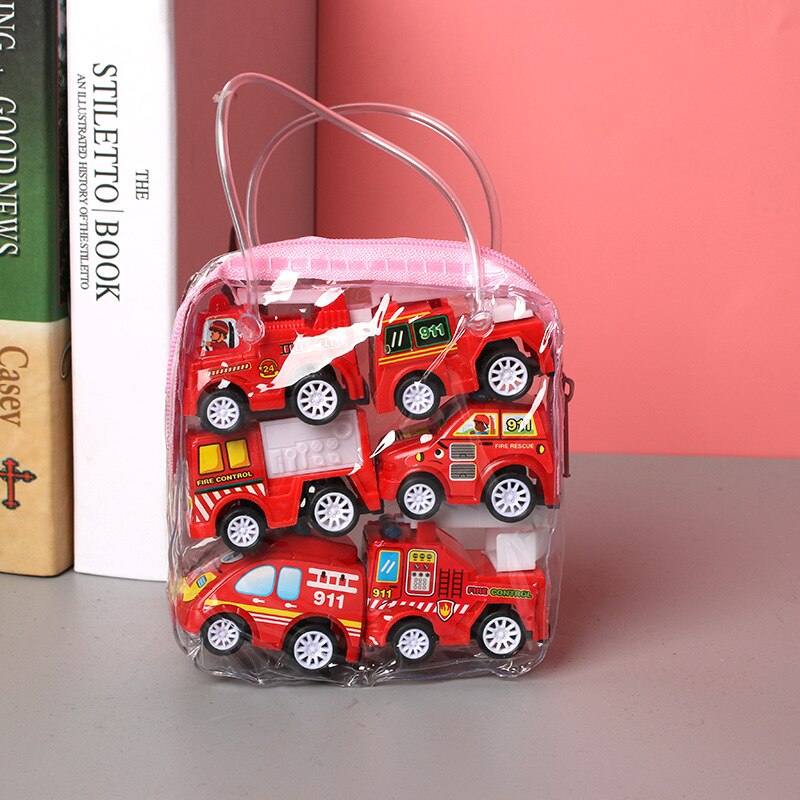 6pcs Car Model Toy Pull Back Car Toys Mobile Vehicle Fire Truck Taxi Model Kid Mini Cars Boy Toys Diecasts Toy for Children