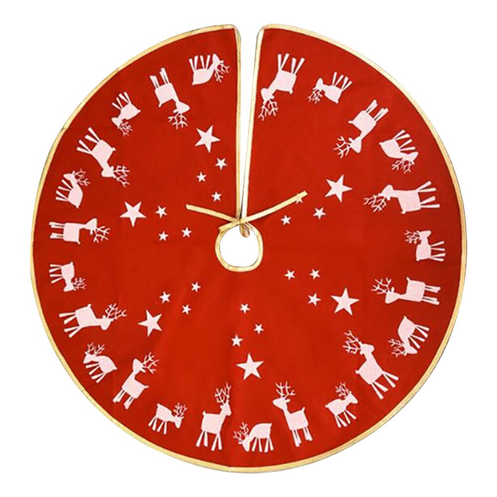 Jupes de sapin de noël flocon de neige rouge or blanc, Plaid flanelle renne traîneau noël bonhomme de neige père noël joyeux noël: B2-96CM