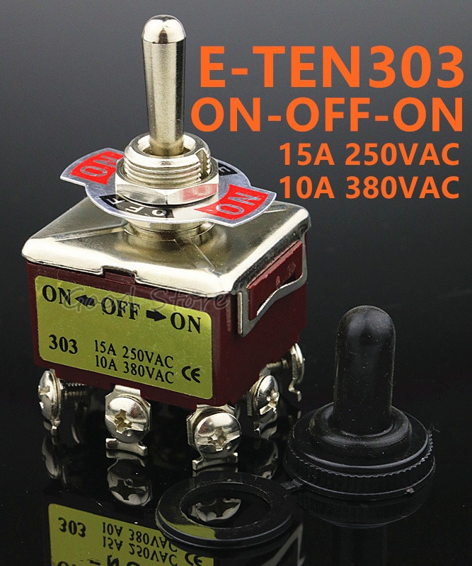 1PCS 12MM E-TEN303 9 pins 3 position 15A 250VAC 10A 380VAC double-throw toggle switch