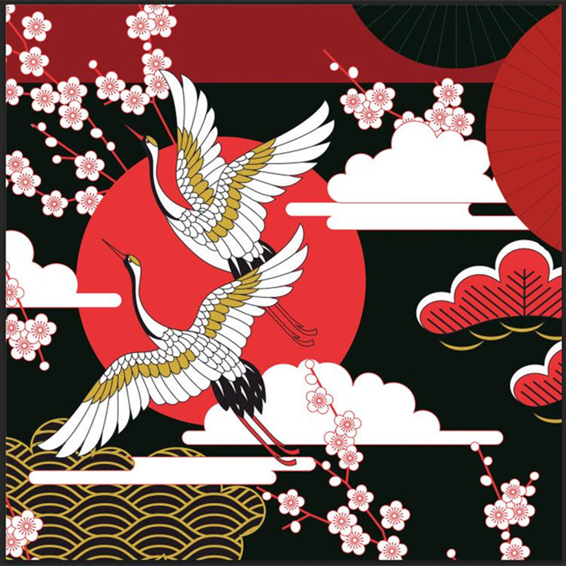 Furoshiki-Pañuelo de poliéster de estilo japonés, tela de envoltura Bento impresa de un lado, varios usos: H