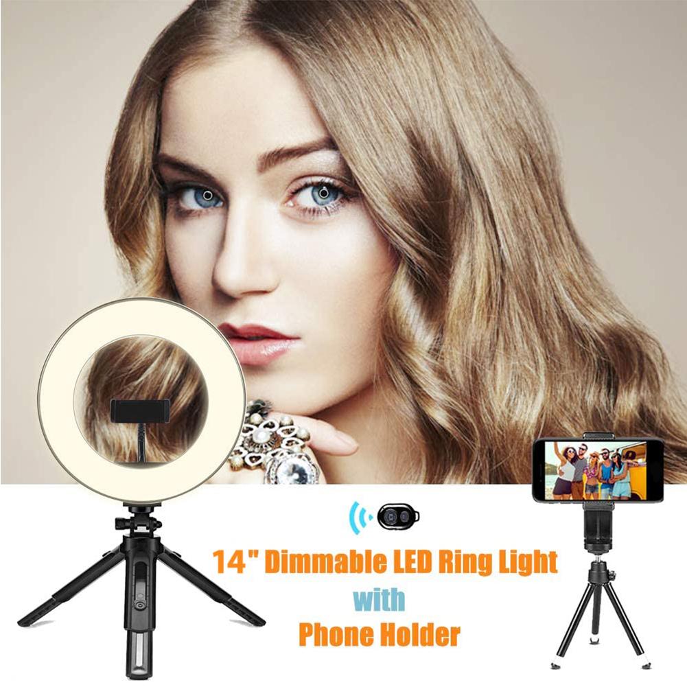 14 Inch Ring Licht Met Uitschuifbare Statief Stand Led Camera Selfie Licht Ring En Telefoon Houder Voor Video Fotografie