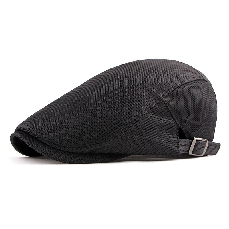Newsboy Caps For Men Summer Hat Gray Breathable Mesh Solid Vintage Classic Men Women Ivy Flatcap Berets Driver Hats: black