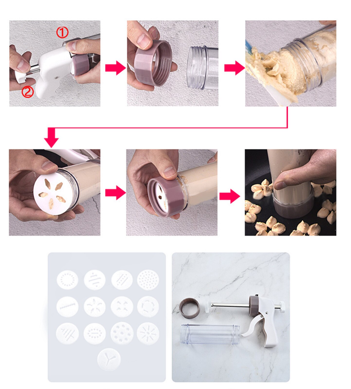 Cookies Maker Shaper Cake Cutter Decorating Set 19 Stuks Cookie Persmachine Kerst Cookie Cutters Taart Tools Bakken #35