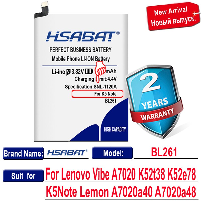 Top 100% 4800 Mah BL261 Batterij Voor Lenovo Vibe A7020 K52t38 K52e78 K5 Note K5Note Citroen A7020a40 A7020a48