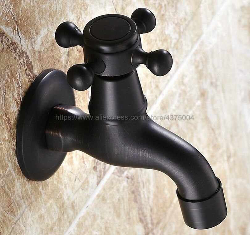 Zwarte Olie Gewreven Messing Cross Handvat Muurbevestiging Mop Zwembad Water Tap Kraan Nav114