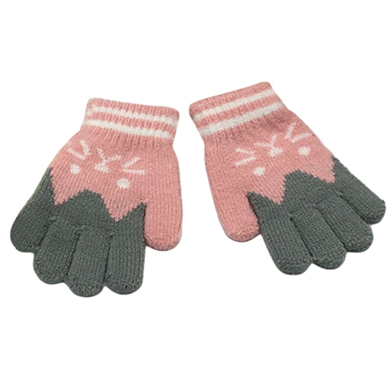1Pairs Winter Warm Baby Gebreide Handschoenen Voor 4-7 Jaar Kinderen Handschoenen Meisje Jongen Vingers Fluwelen Dikke Winter handschoenen Kerstcadeaus: PK