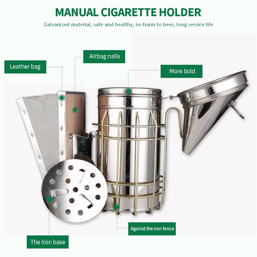 Manual Bee Smoker Stainless Steel Smoker Transmitter Kit Bee Smoke Sprayer Beehive Equipment Beekeeping Tools