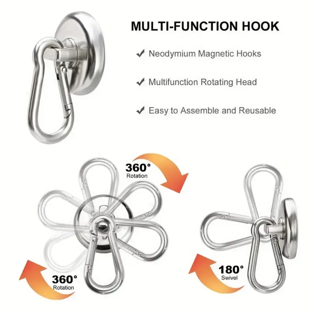 2-10 stuks magnetische haken zware magneet met draaibare karabijnhaak magneet karabijnhaak voor binnen/buiten hangende tas keuken