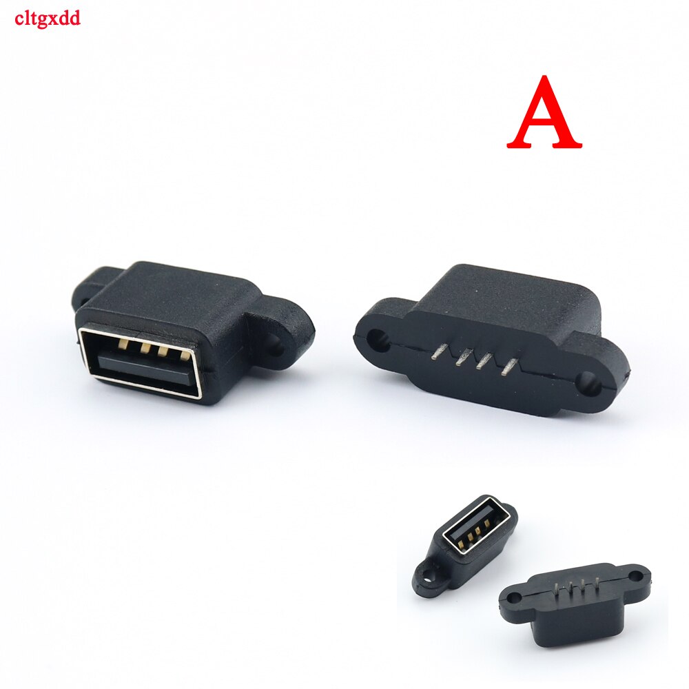 2Pcs Micro USB Type c 3.1 USB 2.0 Female Jack 4P 6P 4 Feet Smd Inline Panel Waterproof Dwaterproof Water Diy Connector Repair: A