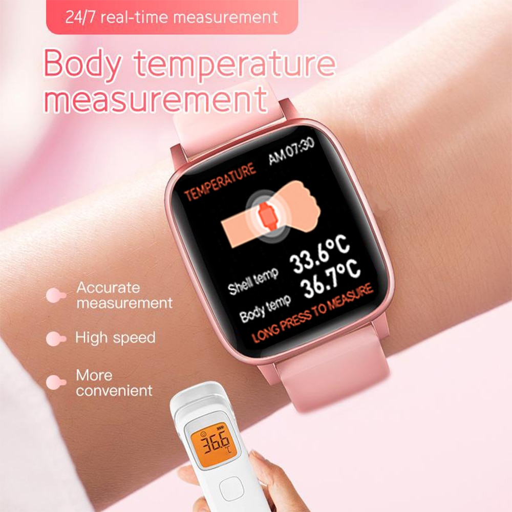 LEMFO T96 Smartwatch Körper Temperatur Überwachung IP67 Wasserdicht Herz Bewertung Fitness Clever Uhr Männer Frauen Für Andriod IOS
