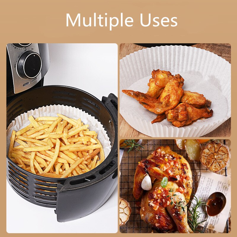 30/ 50 stücke Air Friteuse Einweg Papier Liner Nicht-Stick Matte Dampfer Runde Papier Backen Matten Küche AirFryer backen Zubehör