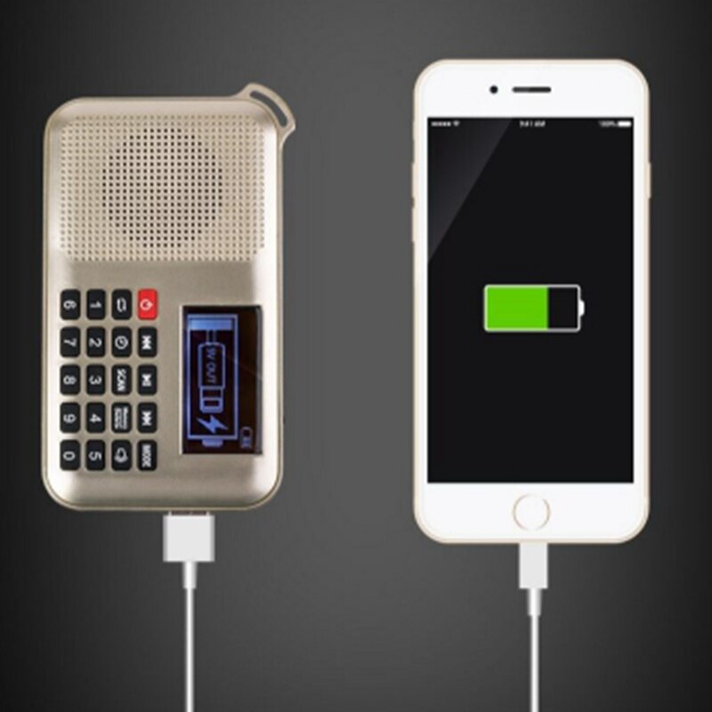 Mini Solar Power Speaker Mp3 o Music Player with Led Emergency Light Gold