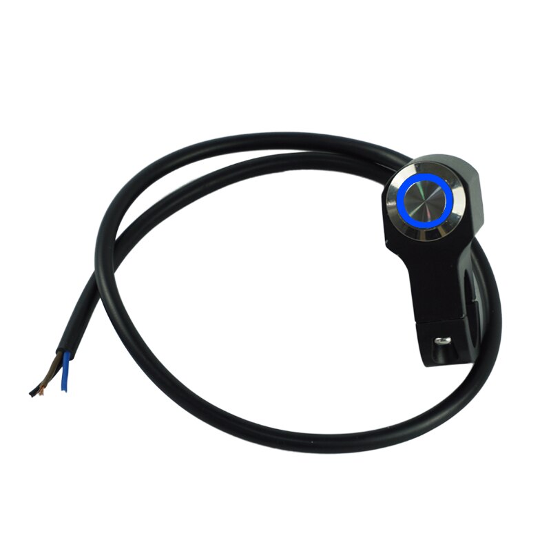 Universal 22mm 7/8 "motorcykelkontakter styr monteret horn power start kill on-off switch knap med led lys: Sort (blåt lys)