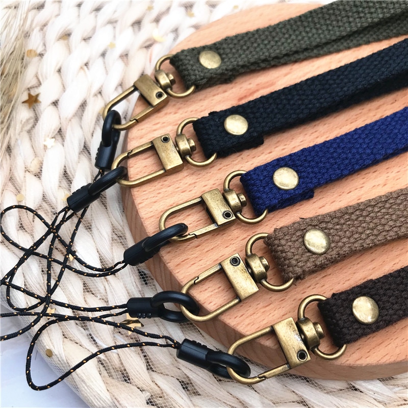 Moda unissex multi chaveiro tecido de lona webbing casual alça do telefone móvel para cartão de identificação chave pulseira usb crachá titular alça de pulso